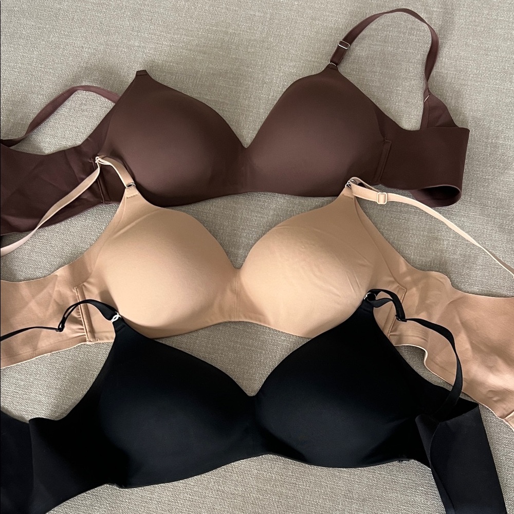 La Vie En Rose Smooth Seamless Bra Trio - Black, Nude & Chocolate